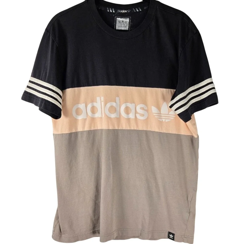 Blokecore Retro Adidas Originals TriColor Block Logo Sporty Athleisure T‑Shirt M